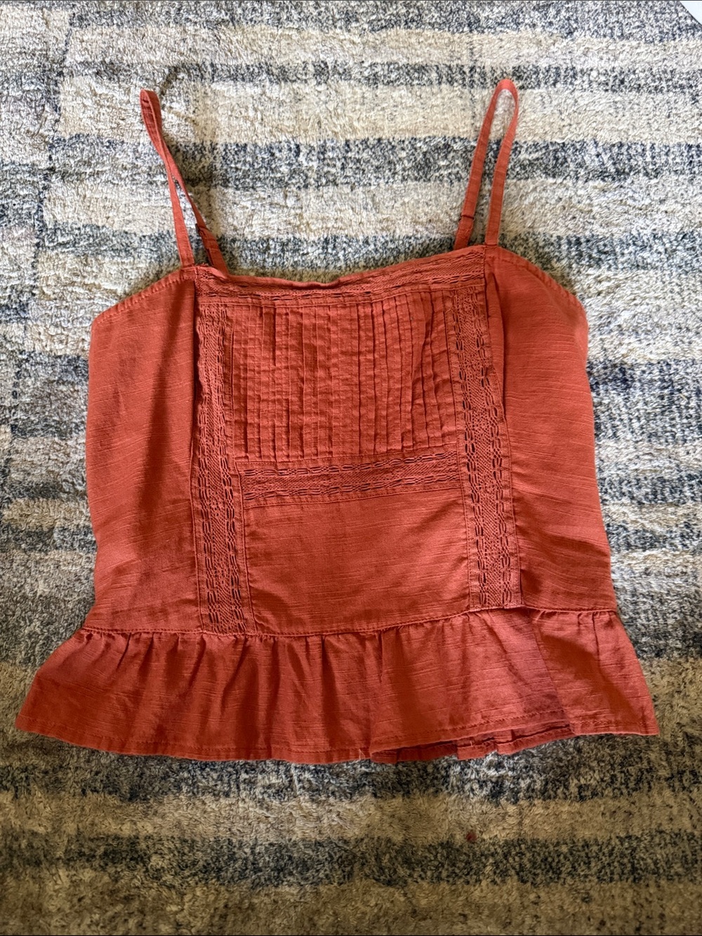 Abercrombie & Fitch Rust Orange Spaghetti Strap Peplum Camisole
